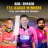 Abu Dhabi T10 League Winners