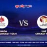 Canada national cricket team vs UAE cricket team timeline graphic showing team logos and international cricket rivalry comparison.