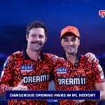 Dangerous opening pairs in IPL history featuring Sunrisers Hyderabad opening duo in IPL stadium background.