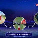 Technology in Modern Cricket showing DRS ball tracking, LED stumps, and Spidercam used in international cricket matches.